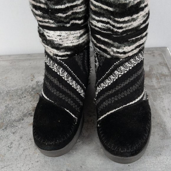 Toms Nepal Woven Faux Fur Lined Boots Leather Suede 9 - Picture 6 of 7